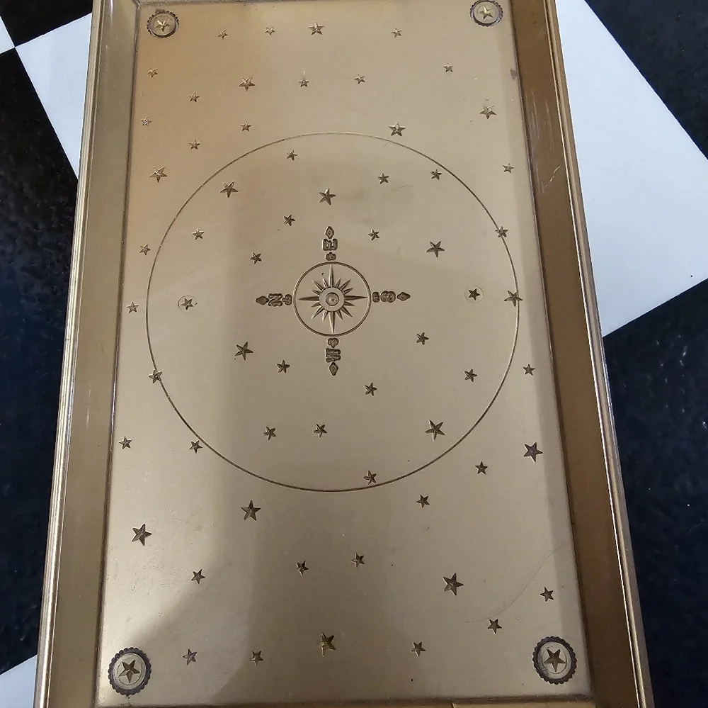 Vintage Durable Plastic Elegant Gold Vanity Tray Cardinal Directions Gift